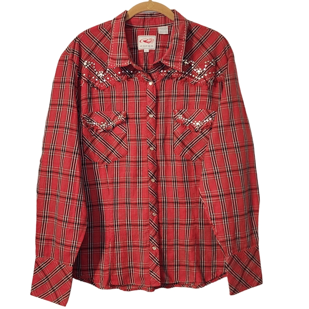 Western Roper Pearl Snap Button Down Embellished Shirt